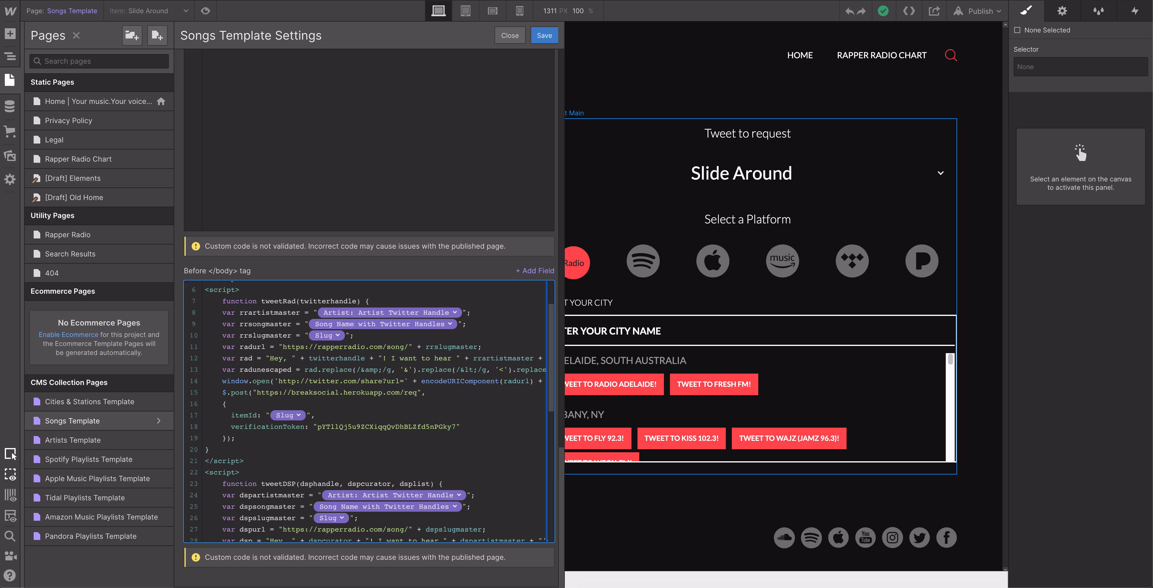 Building Rapper Radio in the Webflow Designer